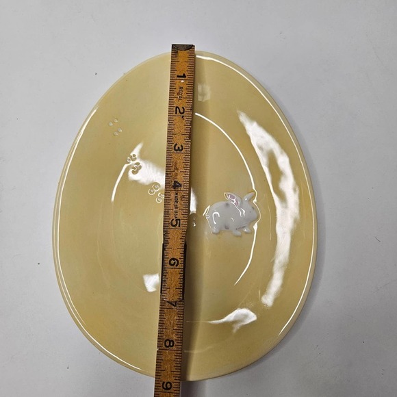 Williams-Sonoma 4pc Egg Plate‎ Platter Pastel Glaze 9" Easter Bunny Set #1 - Picture 9 of 9